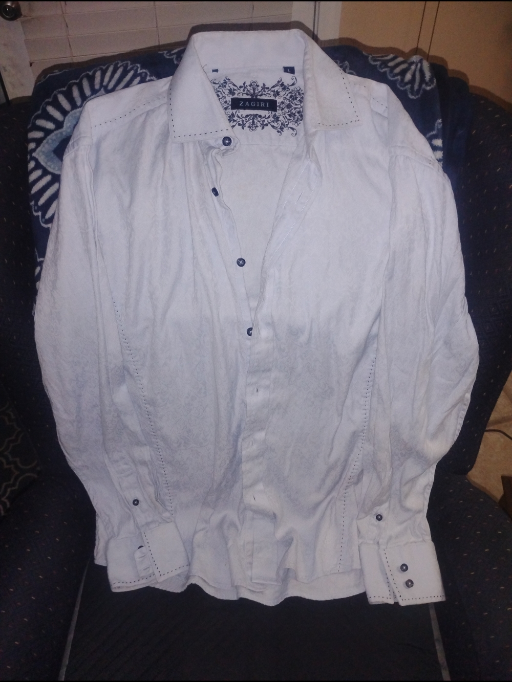 Zagiri Men's White Dress Shirt with Contrast Buttons